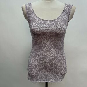 Lace-Pattern Scoop Tank Top - Lavender